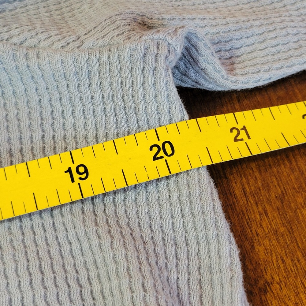 LOGO Lori Goldstein Thermal Top Size Small Blue Ombre Waffle Knit Pockets FLAW - Picture 7 of 16